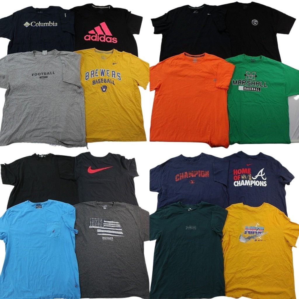 古着卸 まとめ売り ブランドMIX Tシャツ 16枚セット ( メンズ 2XL ) NIKE アディダス チャンピオン コロンビア 中古 古着 NF7682
