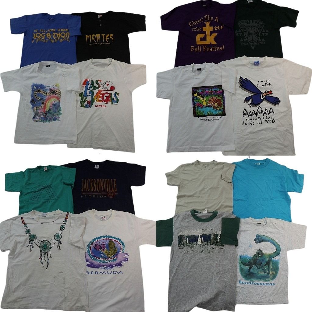 古着卸 まとめ売り ヴィンテージ シングルステッチ Tシャツ 16枚セット ( メンズ M/S ) ジャージーズ フルーツオブザルーム 古着 NF7691