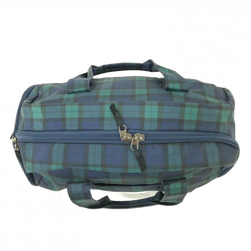 ビームスゴルフ ビッグボストンバッグ グリーン×ネイビー チェック