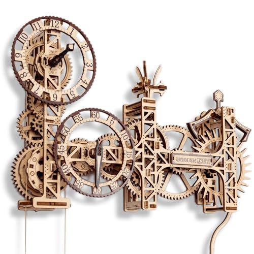 【新品】Wooden.City スチームパンク壁掛け時計 - 大人のための複雑な3Dパズル 装飾的な壁時計 モデルビルディングキット 機械式木製パズル 家の装飾に最適, WR352-AMZ-1