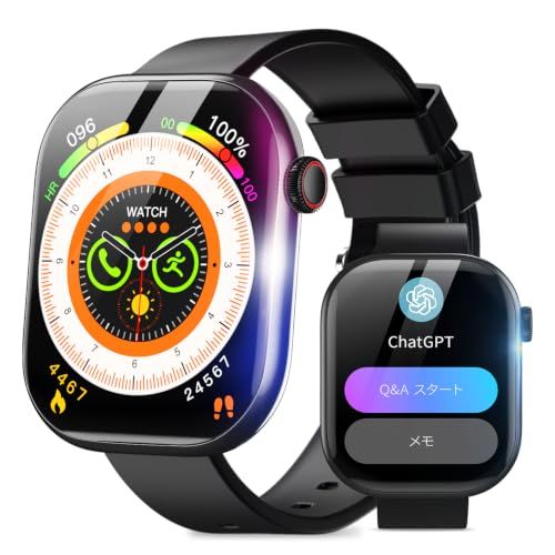【新品】スマートウォッチ ChatGPT 【2026新登場・AI文字盤生成】 iPhone対応 アンドロイド対応 2.08インチ大画面 Bluetooth通話機能 スマートウォッチ LINE通知 SMS通知 音楽再生 天気予報 活動量計 スポーツウォッチ Bl
