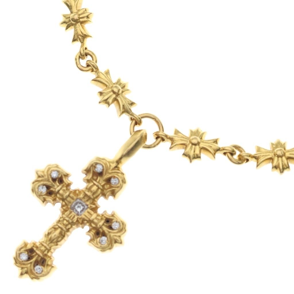 CHROME HEARTS (クロムハーツ) 22K TNY E FILIG-XSM P DIA PAVEダイヤ タイニーE フィリグリー ネックレス ゴールド