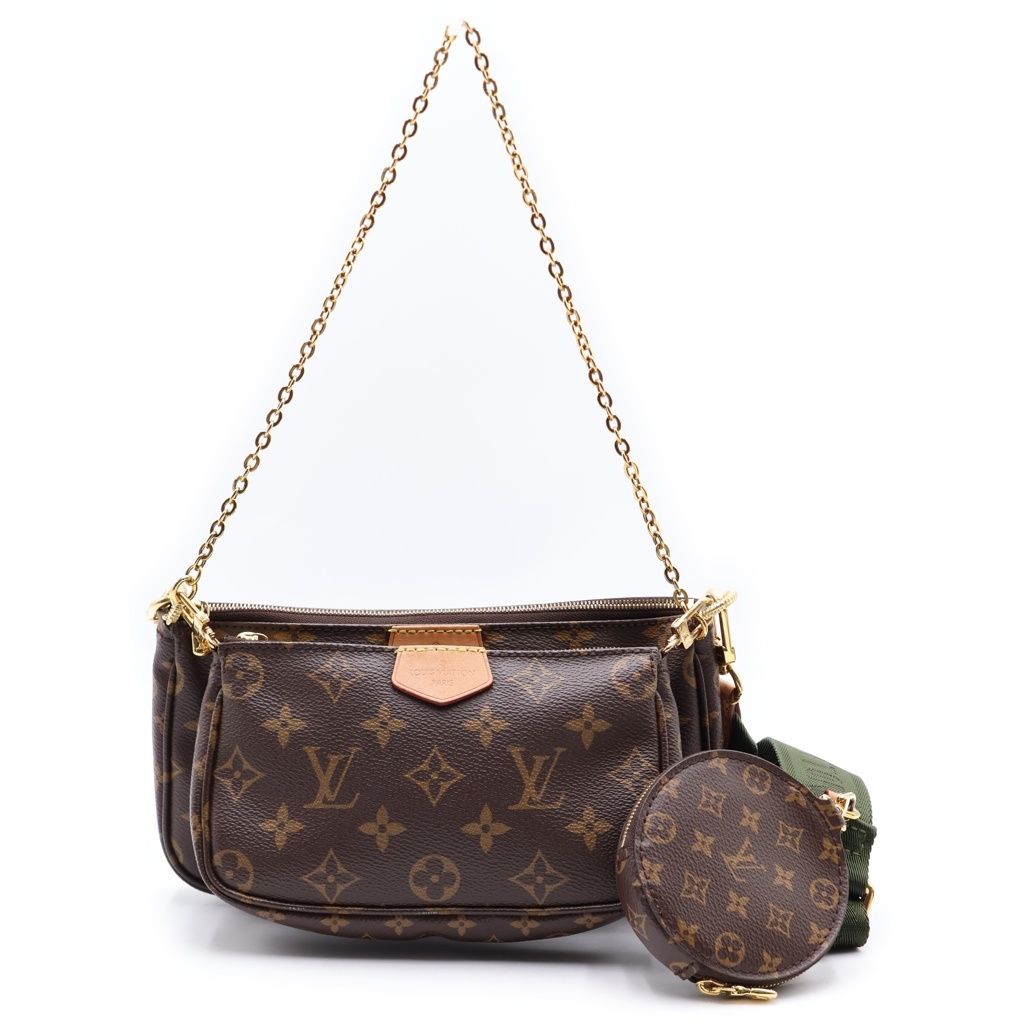 LOUIS VUITTON (ルイヴィトン) ミュルティ ポシェット アクセソワール チェーン ショルダーバック モノグラム PVC レザー ブラウン/カーキ