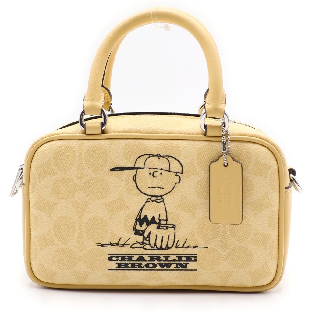 COACH (コーチ) ×PEANUTS SATCHEL CROSSBODY BAG SIGNATURE CANVAS CHARLIE BROWN 2WAY ショルダーハンドバッグ