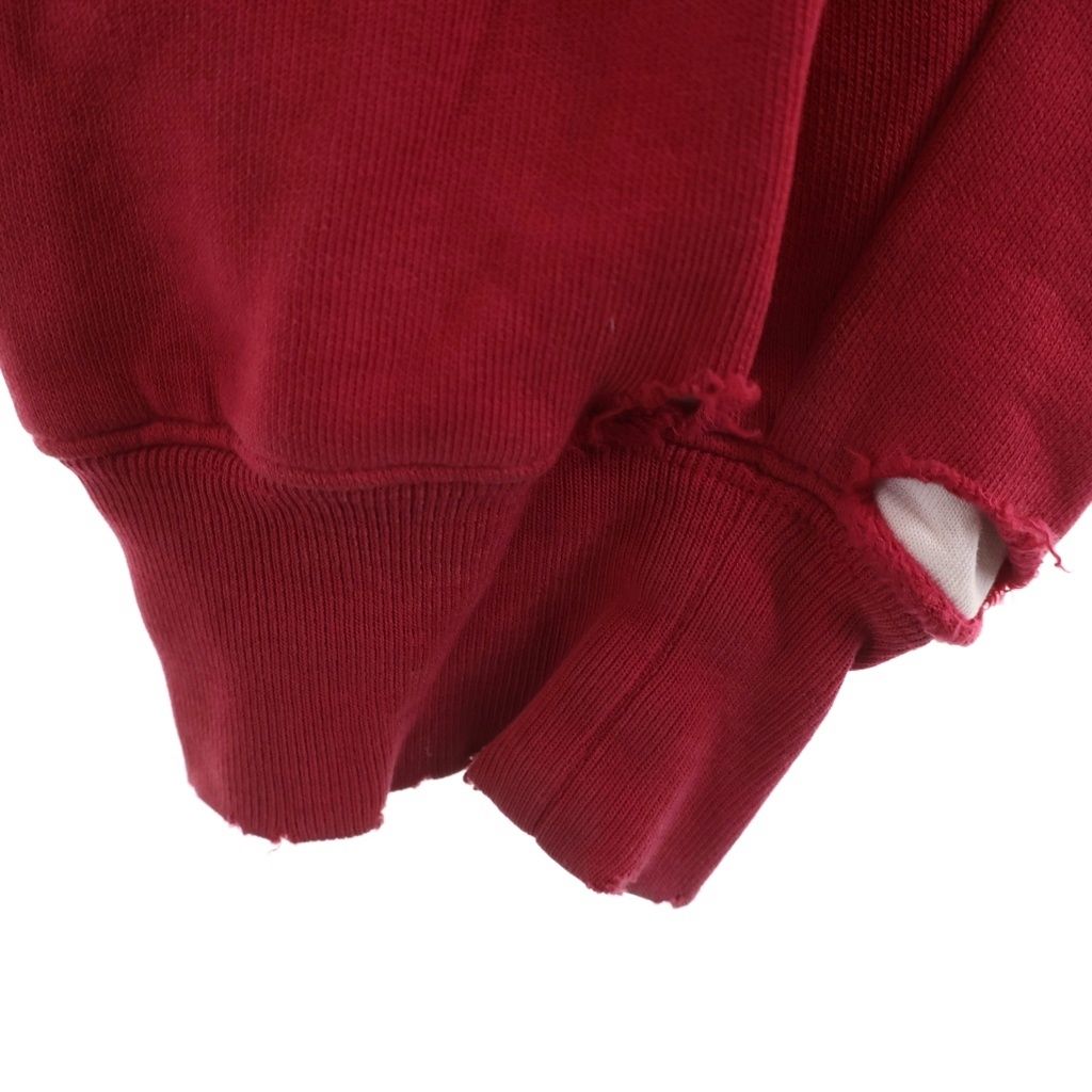 BALENCIAGA バレンシアガ 20SS DESTROYED HOODI 659403 デストロイ加工 オーバーサイズ フロントロゴプリント プルオーバー長袖パーカー フーディー レッド BALENCIAGA (バレンシアガ) 20SS DESTROYED HOODI 659403 デストロイ