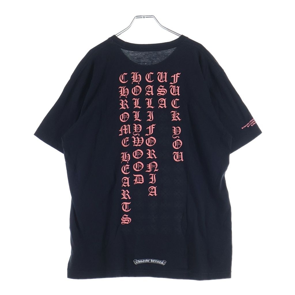 CHROME HEARTS (クロムハーツ) Pink Logo Tee ネオンピンク ロゴ 半袖Tシャツ ブラック/ピンク