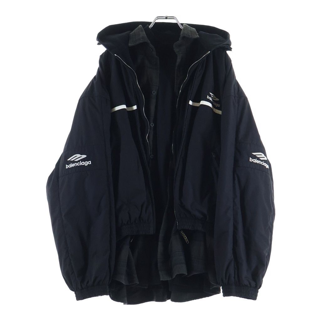 BALENCIAGA (バレンシアガ) 24SS LAYERED TRACKSUIT JACKET 773046 TNQ25 レイヤードトラックジャケットブルゾン ブラック