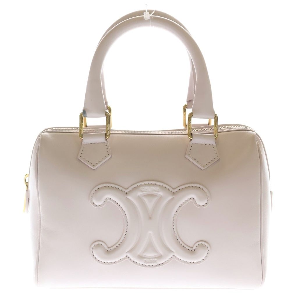 CELINE (セリーヌ) セリーヌ キュイル トリオンフ スモールボストン 2WAYハンドバッグ ショルダーバッグ ライトピンク レザー ゴールド金具