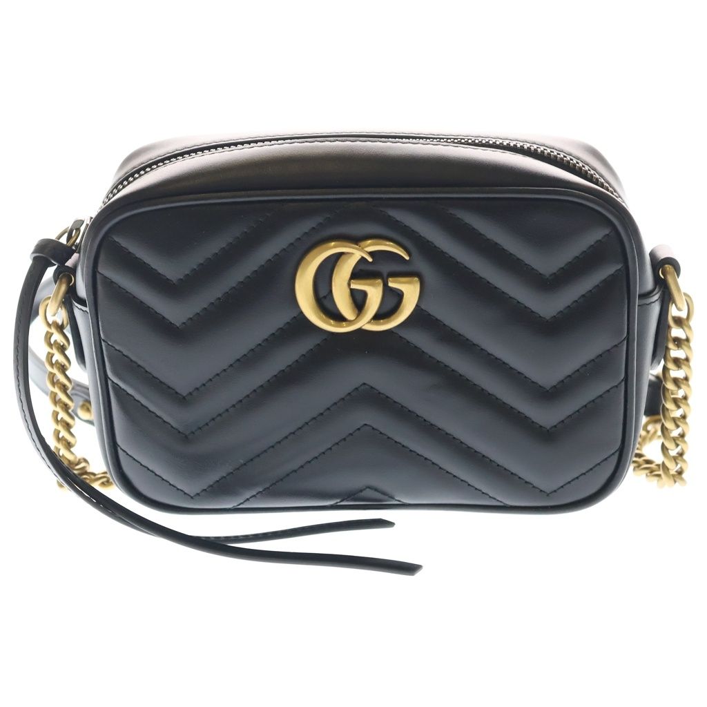 GUCCI (グッチ) GG Marmont Quilting Shoulder Bag GGマーモント キルティング レザーショルダーバッグ ブラック 448065