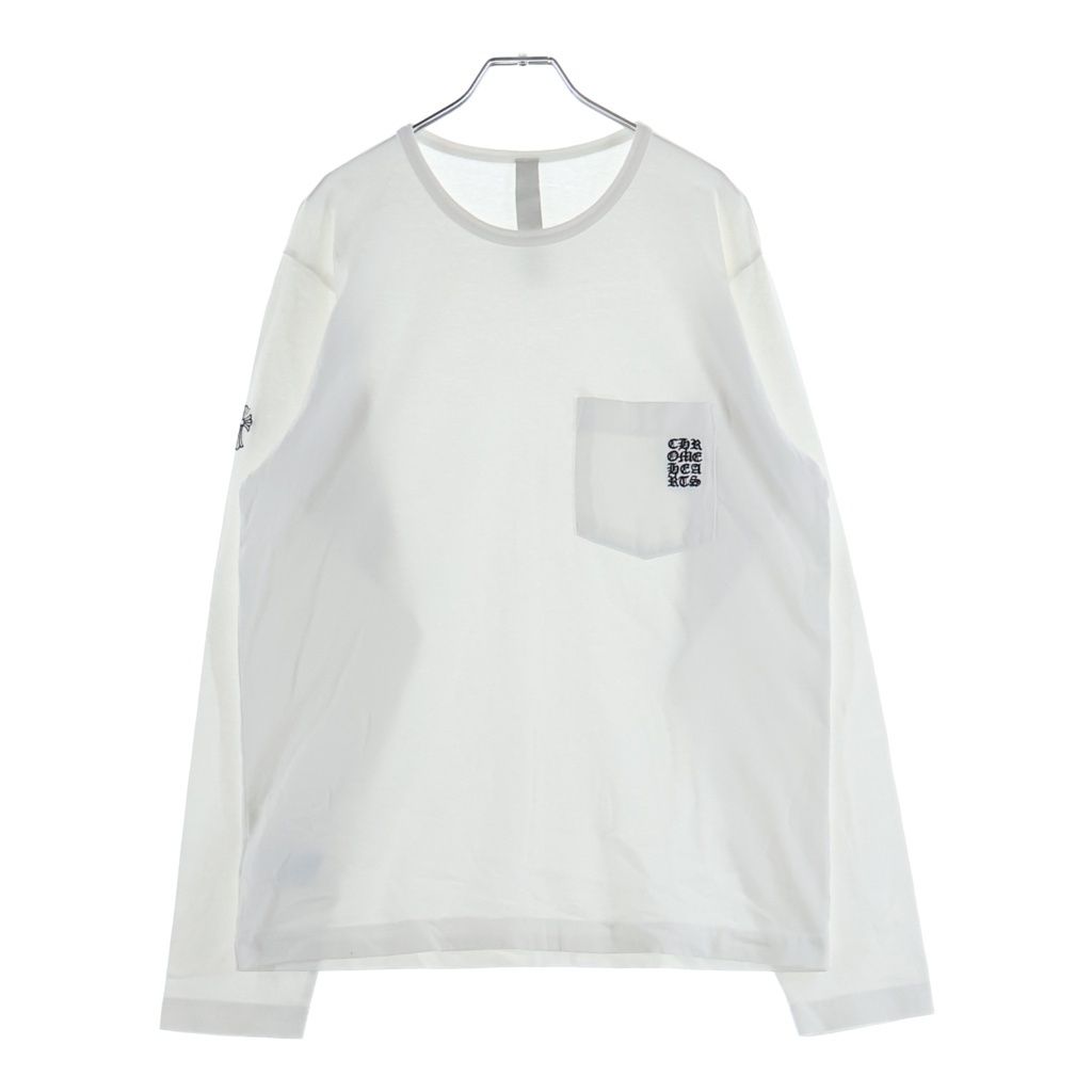 CHROME HEARTS (クロムハーツ) Y NOT Vertical Logo L/S ワイノット ヴァーティカルロゴ 長袖Tシャツカットソー ホワイト