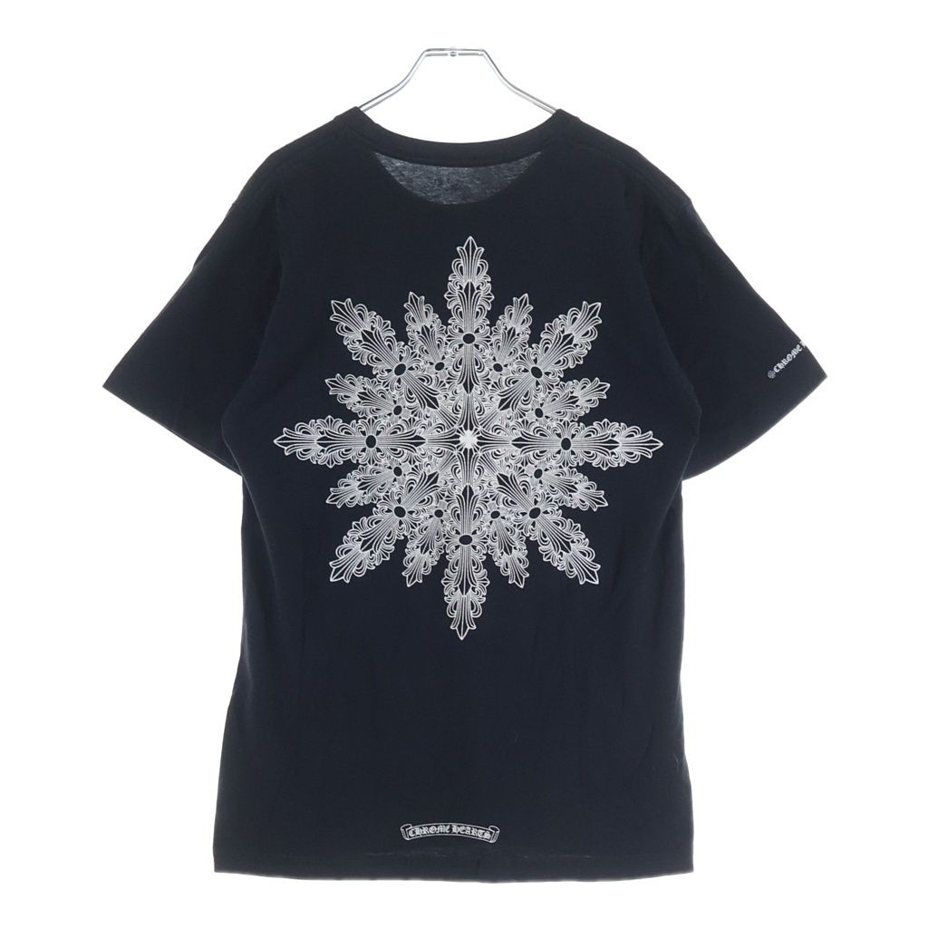 CHROME HEARTS (クロムハーツ) バックフローラルプリント 半袖Tシャツカットソー ブラック