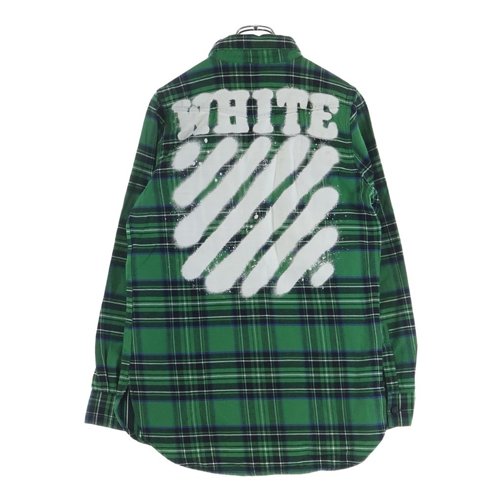 OFF-WHITE (オフホワイト) 17SS Check Flannel Shirt 長袖チェックシャツ ネルシャツ グリーン OMGE030F24FAB001 21,368円
