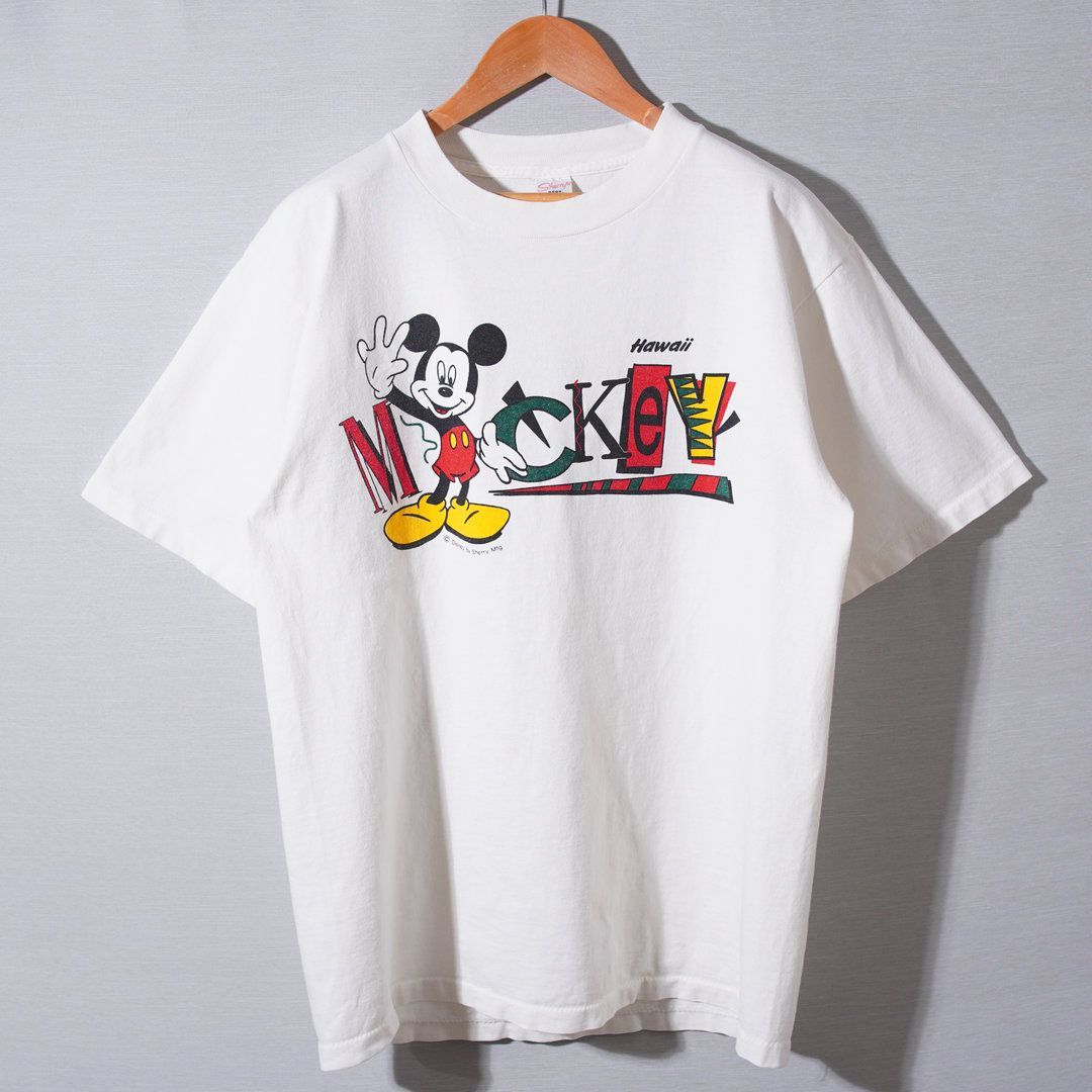 90s USA製 ディズニー Disney ミッキー MICKEY Tシャツ L 相当 表記M