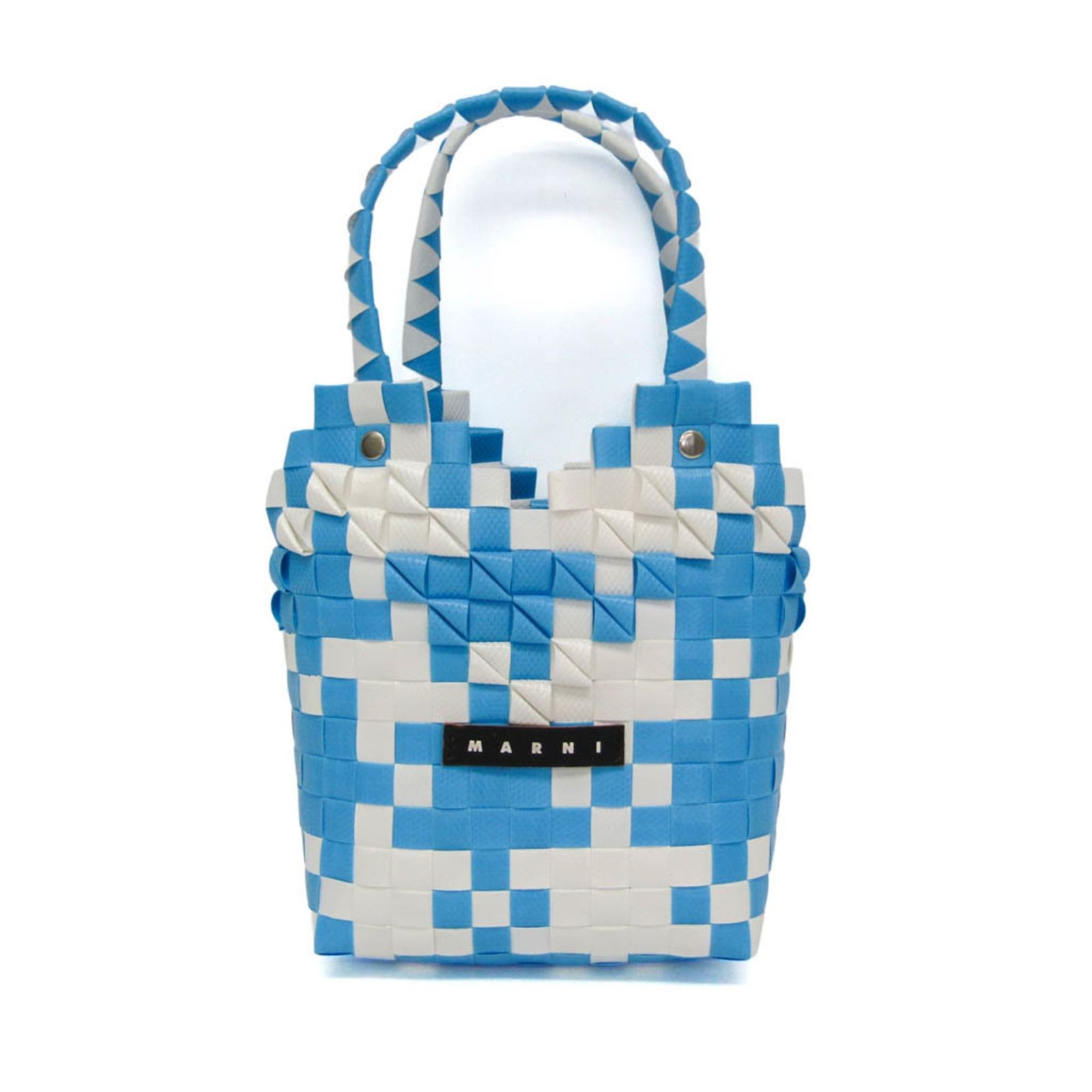 マルニ(Marni) キッズライン ダイヤモンド バスケットバッグ ガールズ,レディース ポリプロピレン,レザー ハンドバッグ ライトブルー,ホワイト
