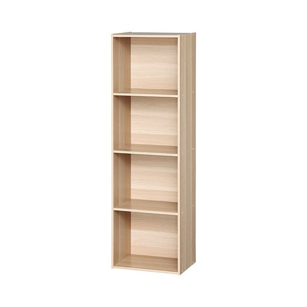 書類やファイルをすっきり収納 カラーボックス 4段 幅41.5cm ナチュラル 組立品【ナチュラル】