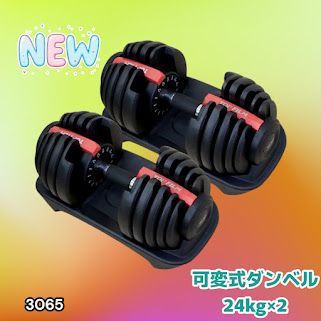 #3065 可変式ダンベル 24kg 2個セット レッド｜15段階調節 片手1秒重量変更 アジャスタブルダンベル TOP FILM 筋トレ 自宅用 ※一部地域離島別途配送料有
