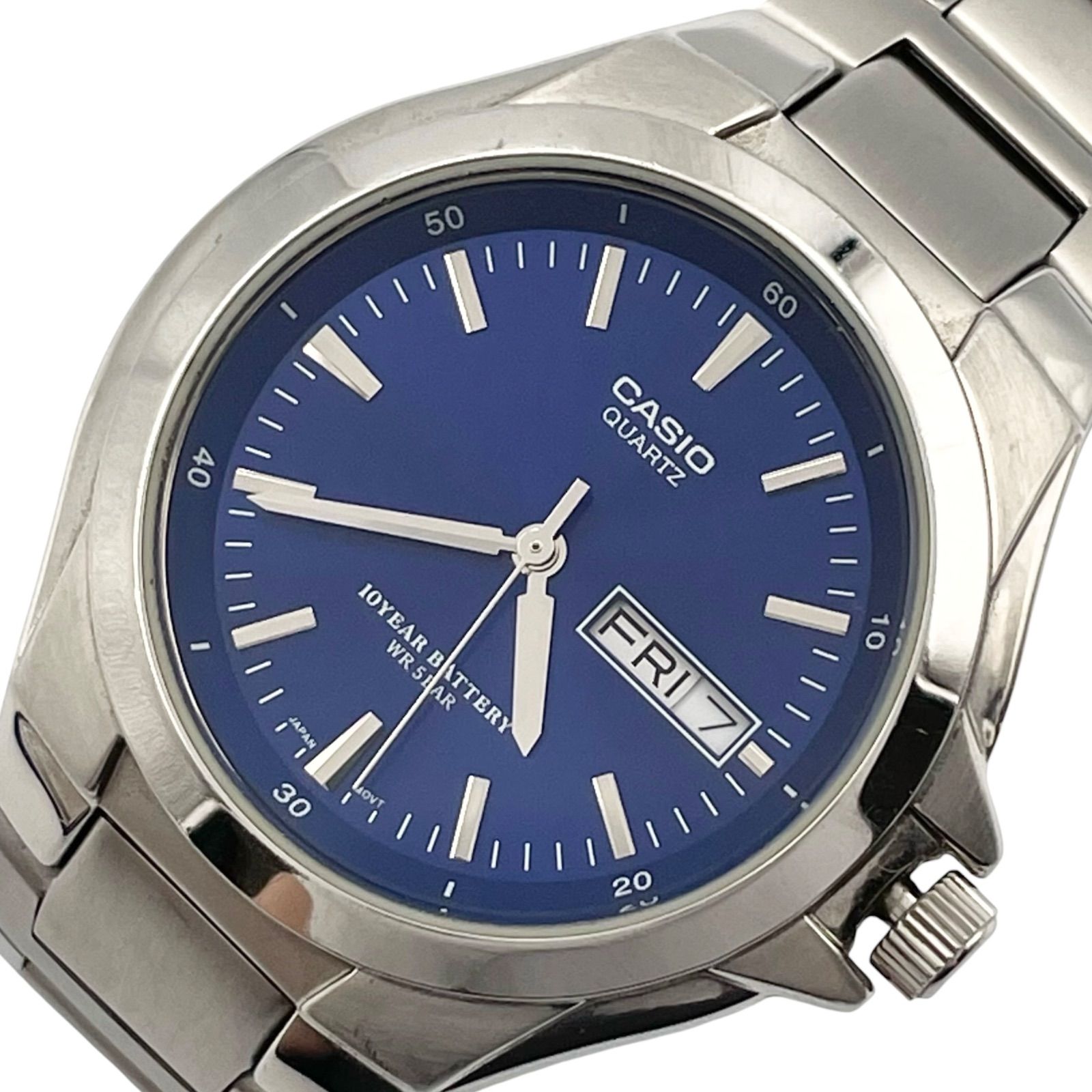Operating/Brand New Battery CASIO Casio Watch Quartz QZ Day Date 3 Hand Round Metal Band Blue Dial MTP-1228DJ-2AJH [p12]