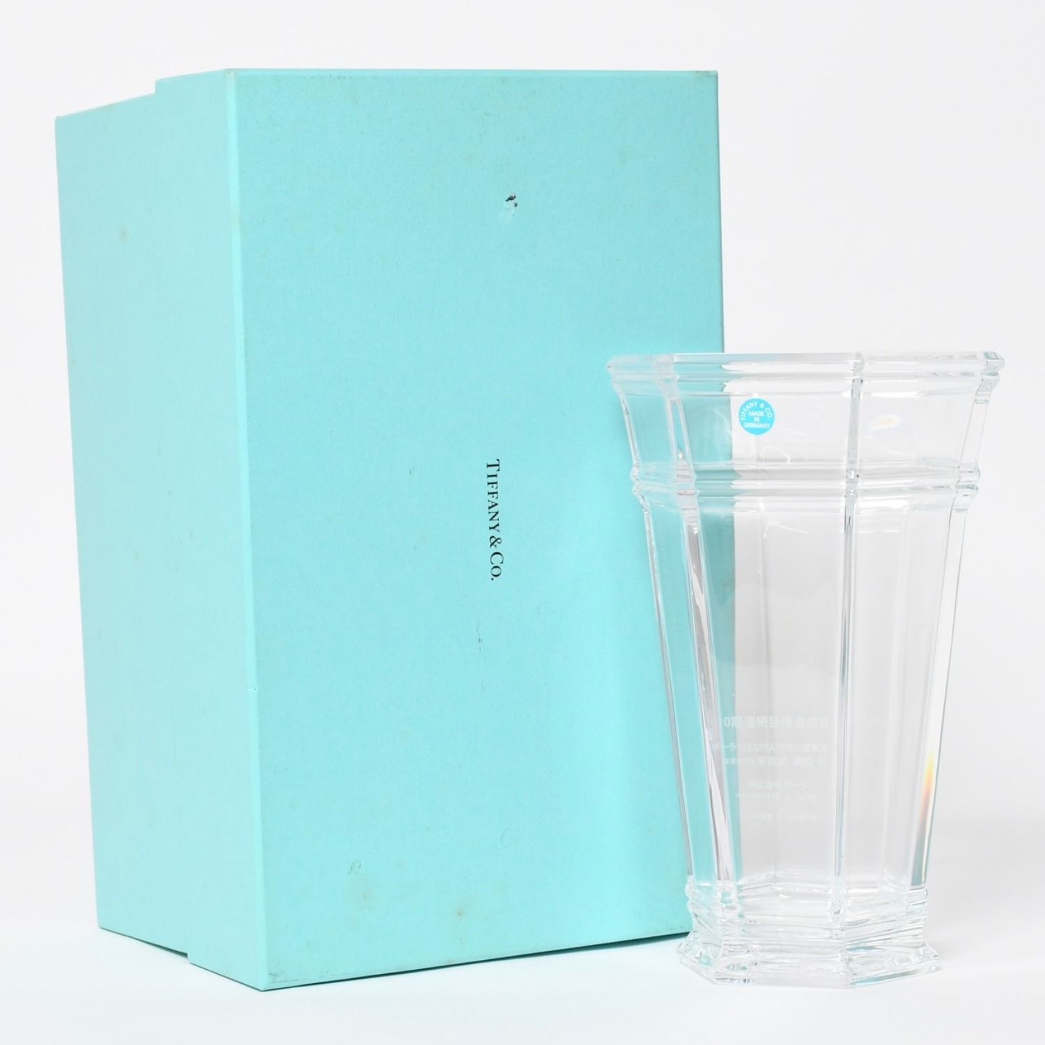 新品未使用 TIFFANY&Co. ティファニー Flower Vase フラワーベース 花瓶 ガラス ヘキサゴン クリア 企業刻印 ネーム入り 中古 4a005293 新品未使用 TIFFANY&Co. ティファニー Flower Vase フラワーベース