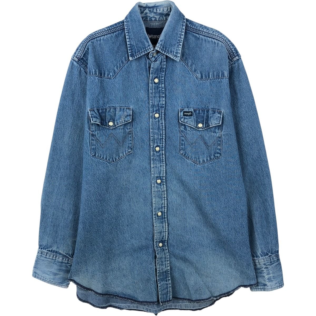 古着 90年代 ラングラー Wrangler 長袖 デニムウエスタンシャツ メンズL相当 ヴィンテージ/eaa651991