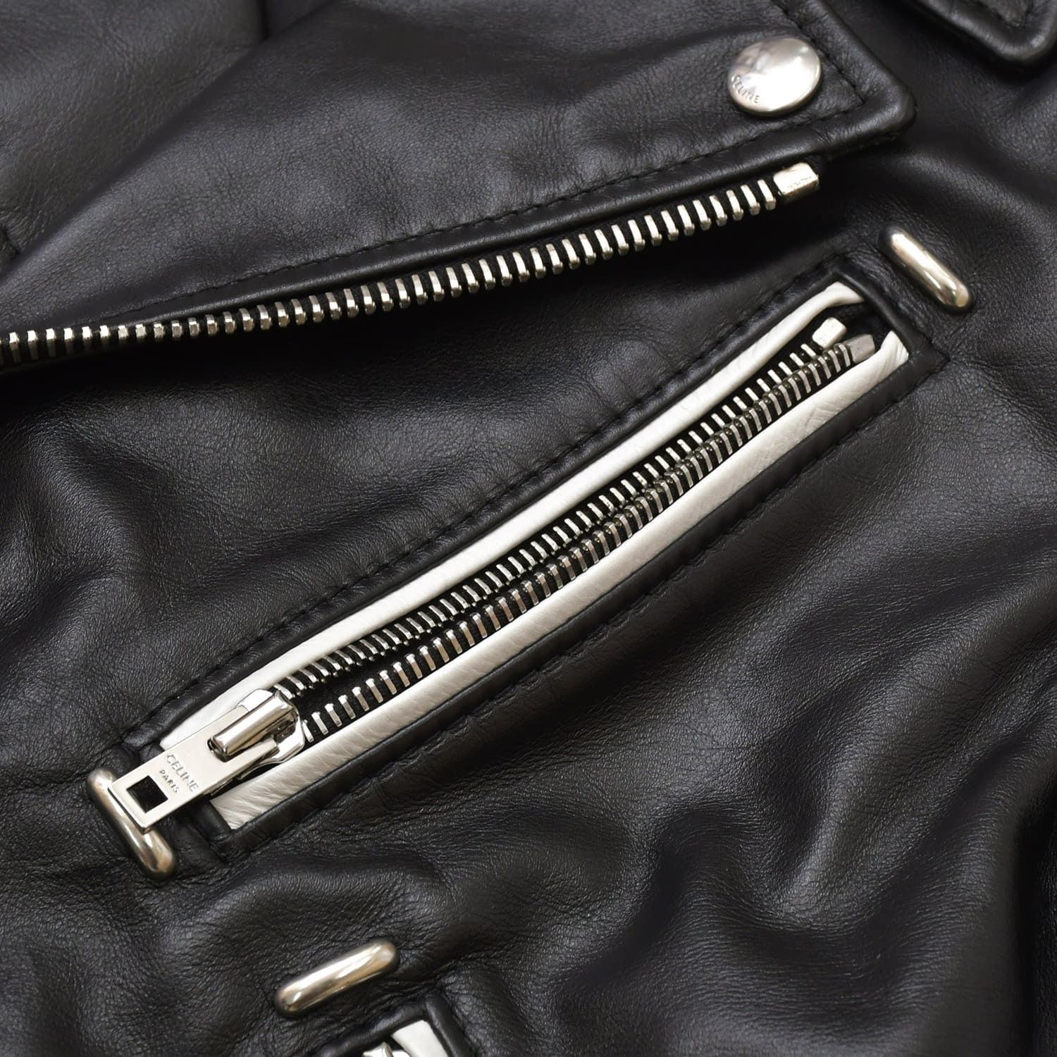 極美品 CELINE セリーヌ ダブルライダースジャケット ブラック