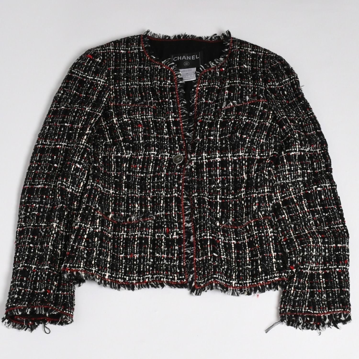 極美品 CHANEL シャネル ツイードジャケット P26010V16324 ココマーク