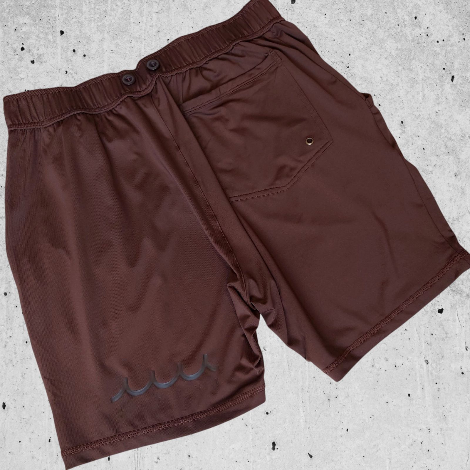 極美品 muta MARINE ラッシュショートパンツ ラッシュパンツ 水陸両用 ゴルフパンツ スイムパンツ メンズ ブラウン 茶色 ロゴ 希少カラー