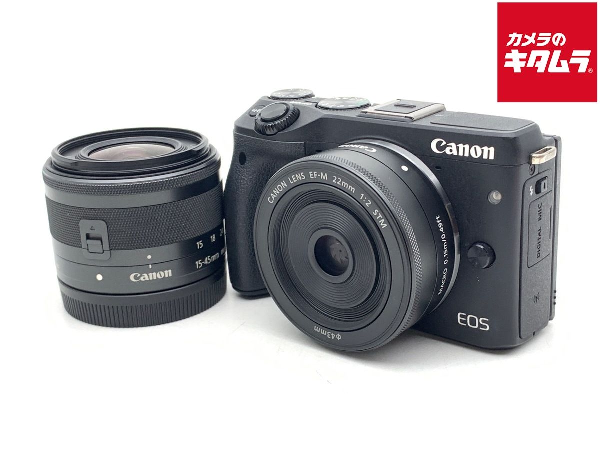 【中古】 【並品】 キヤノン EOS M3 ダブルレンズキット2 ブラック