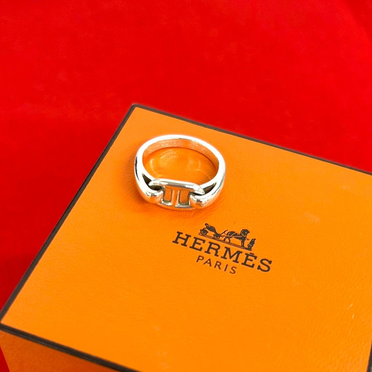 極 美品 箱付き HERMES エルメス シェーヌダンクル リング シルバー925 指輪 10号 アクセサリー シルバー 48915 129,200円