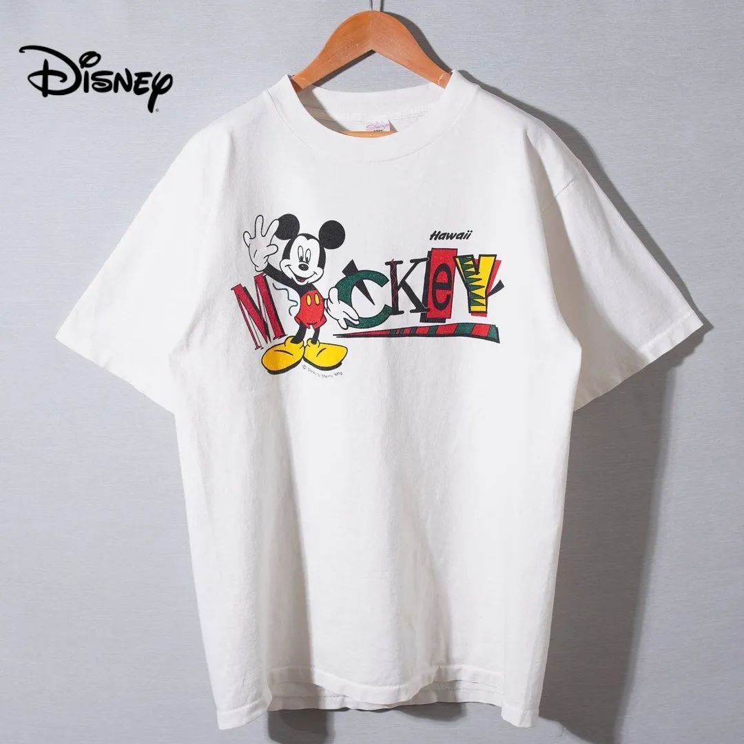 90s USA製 ディズニー Disney ミッキー MICKEY Tシャツ L 相当 表記M