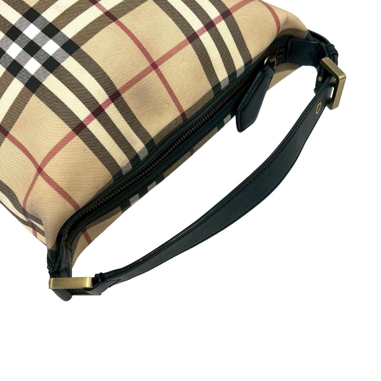 極 美品 希少品 BURBERRY バーバリー ノバチェック ロゴ 金具 レザー