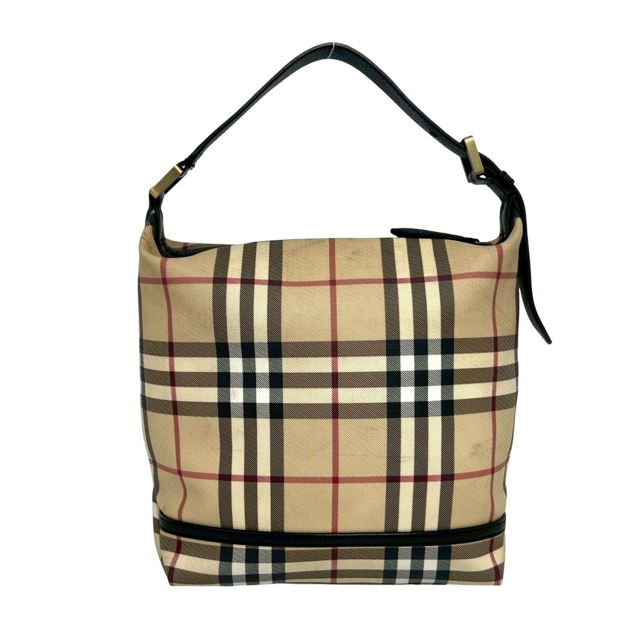 極 美品 希少品 BURBERRY バーバリー ノバチェック ロゴ 金具 レザー