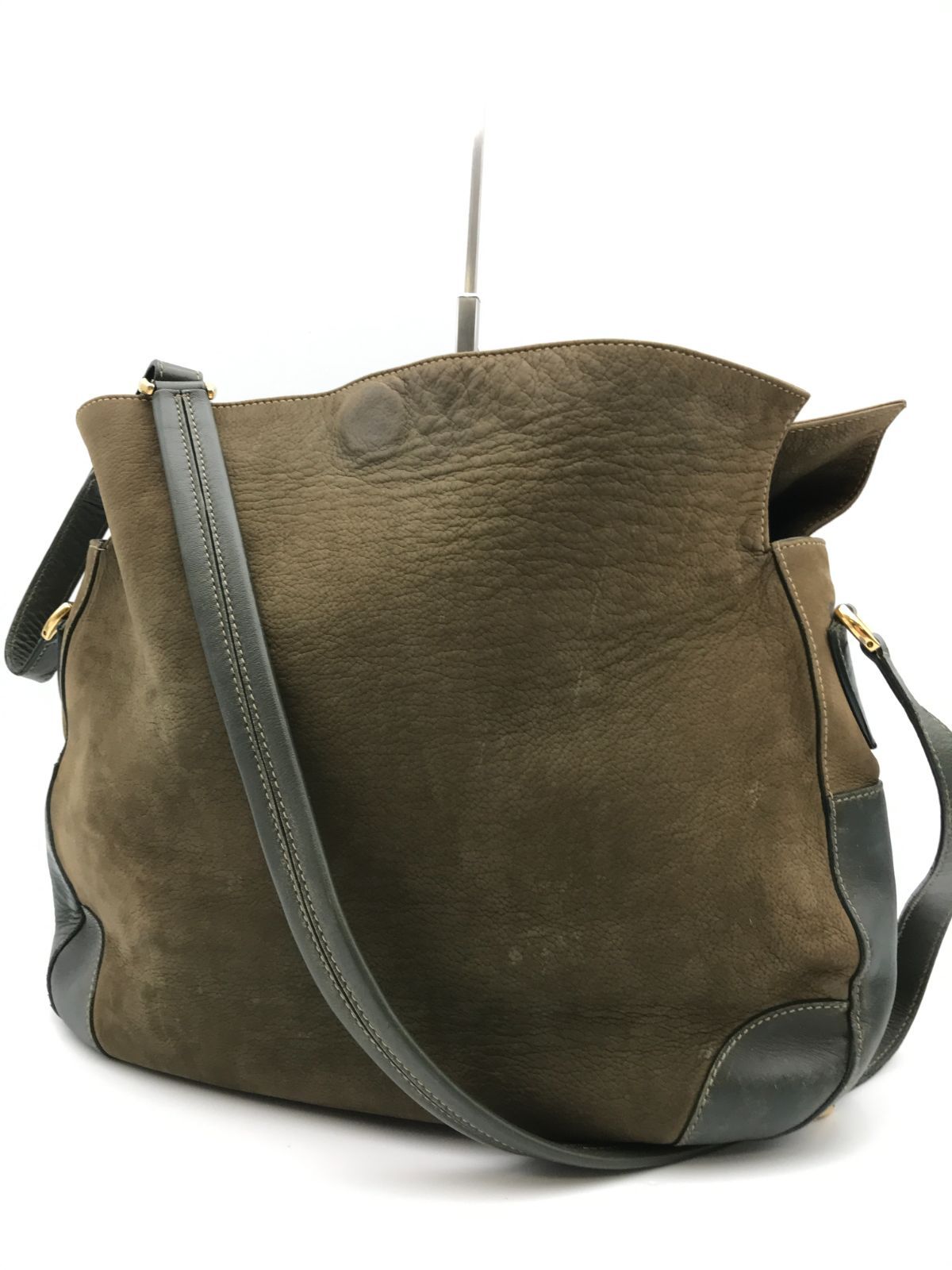 GUCCI　グッチ　ショルダーバッグ　レザー　クロスボディ　カーキ系　2707