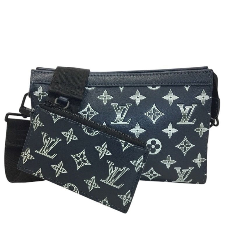 LOUIS　VUITTON【ルイヴィトン】ガストン ウェアラブル ウォレット　ショルダーバッグ　モノグラム･シャドウ　ネイビー系　M83384【中古品/USED-AB】質屋　かんてい局那覇店　ｎ3100427927300617