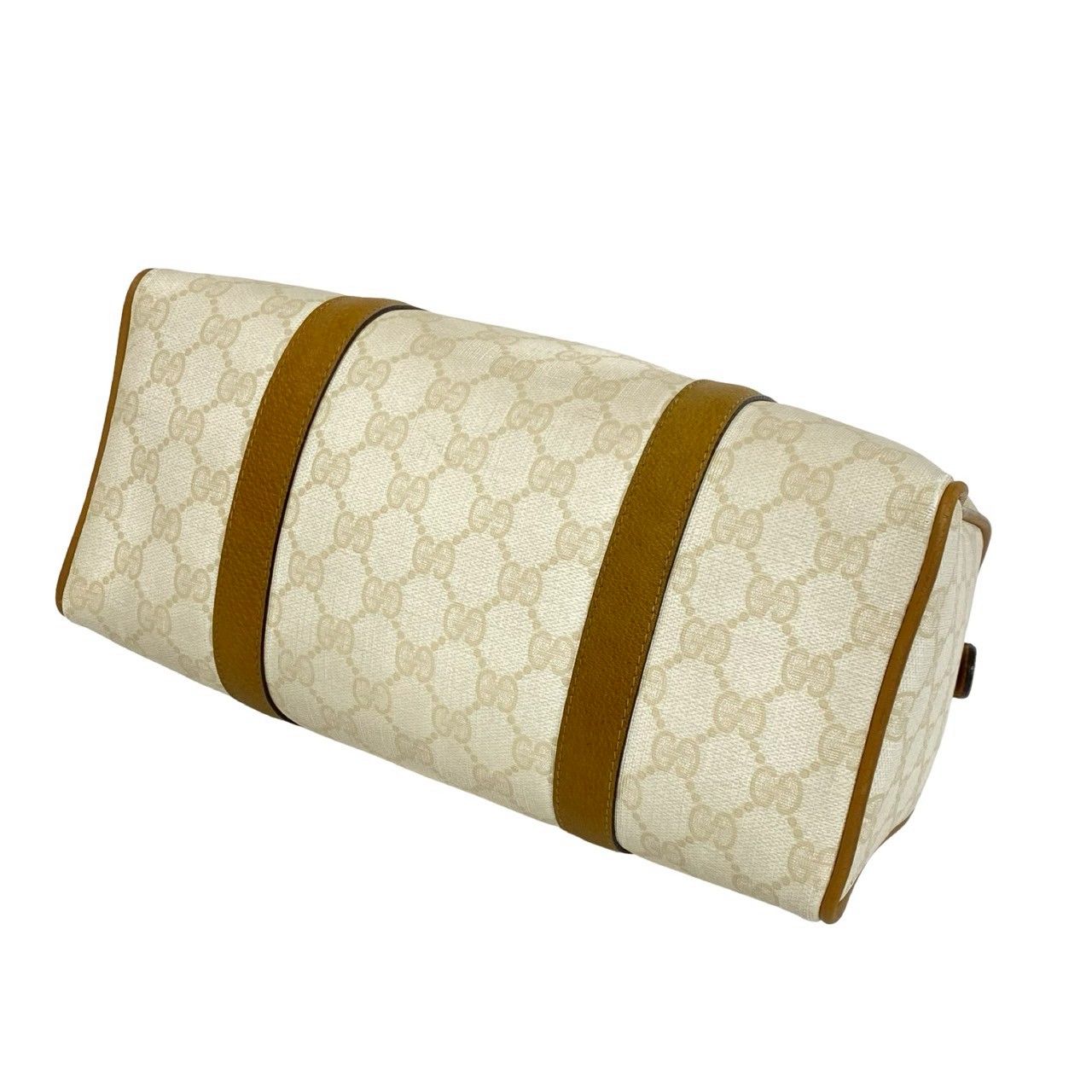 GUCCI GG ボストンバッグ オールドグッチ　ベージュ ロゴ レザー　金具 極 美品 GUCCI グッチ オールドグッチ ヴィンテージ GG ロゴ 柄 レザー