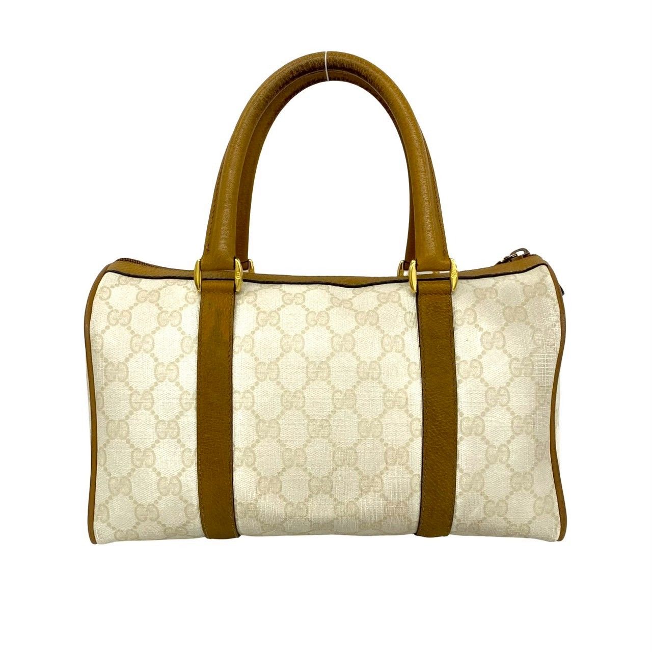 GUCCI GG ボストンバッグ オールドグッチ　ベージュ ロゴ レザー　金具 極 美品 GUCCI グッチ オールドグッチ ヴィンテージ GG ロゴ 柄 レザー