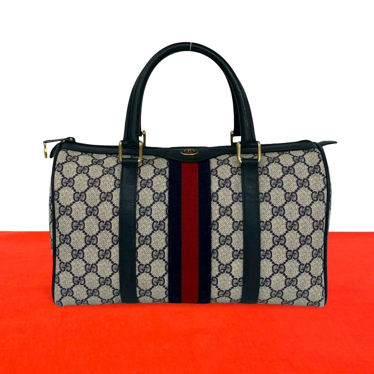 極 美品 GUCCI グッチ オールドグッチ シェリーライン GG ロゴ 柄 金具