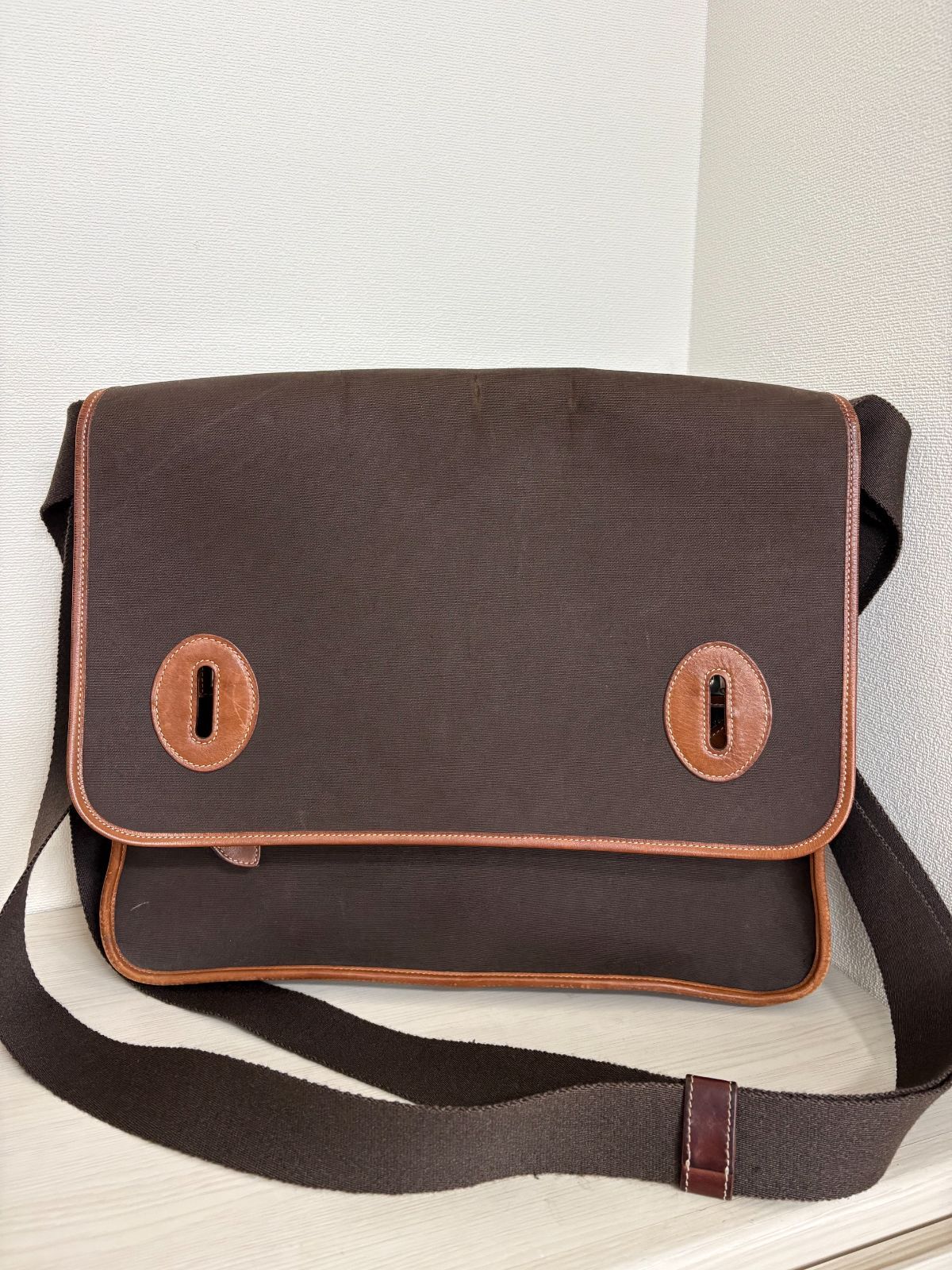 【中古品】HERMES エルメス ブエナベンチュラPM キャンバス ブラウン 茶色 レディース メンズ ショルダーバッグ 鞄