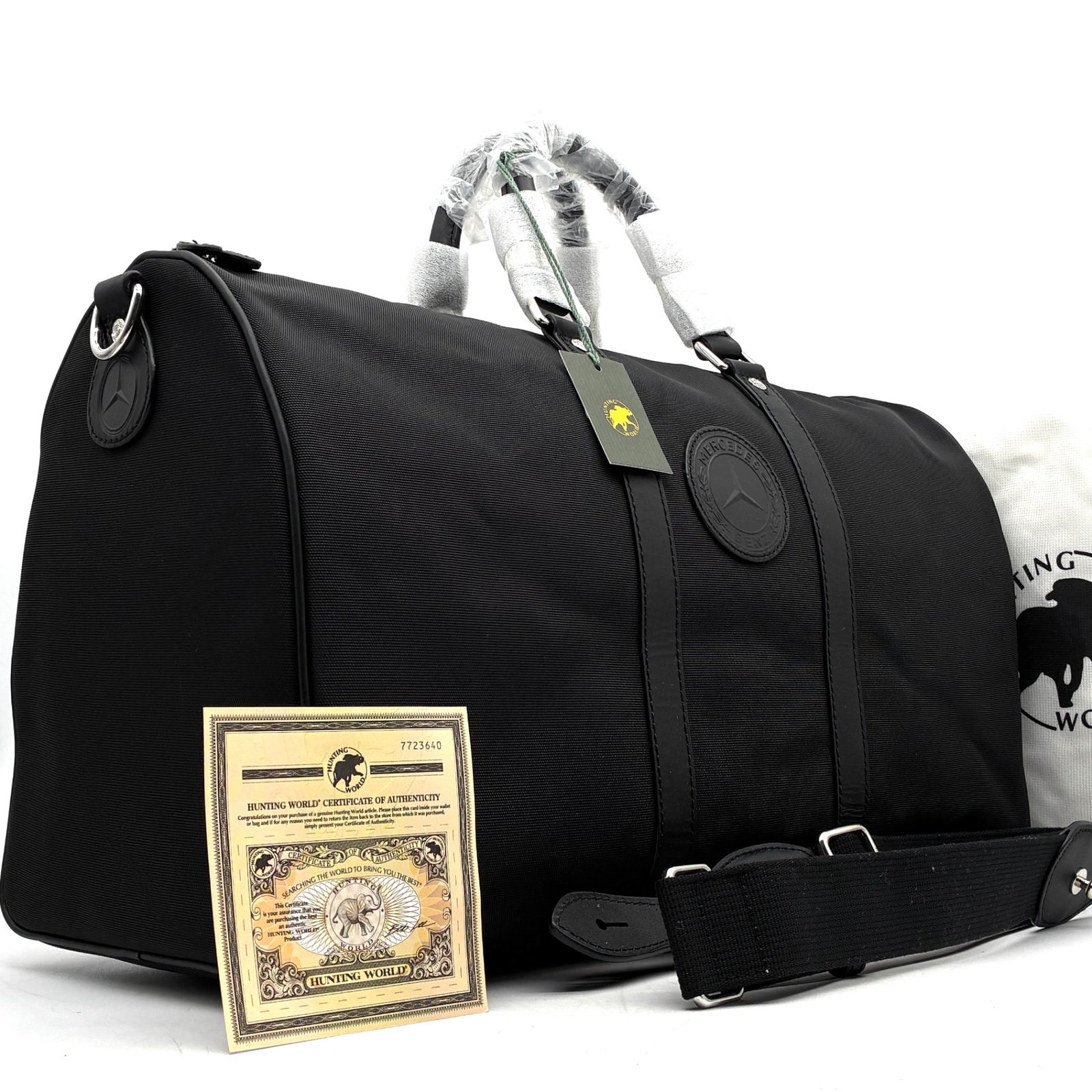 未使用保管品 限定 ハンティングワールド HUNTING WORLD メルセデスベンツ 2way ボストンバッグ ダッフル ショルダーバッグ ナイロン レザー ブラック 黒 夏休み 帰省 敬老 秋 ギフト プレゼント ご褒美