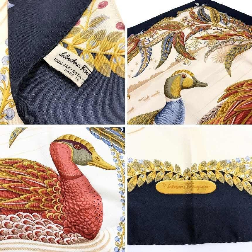 サルヴァトーレ・フェラガモ Salvatore Ferragamo スカーフ カレ 鳥柄