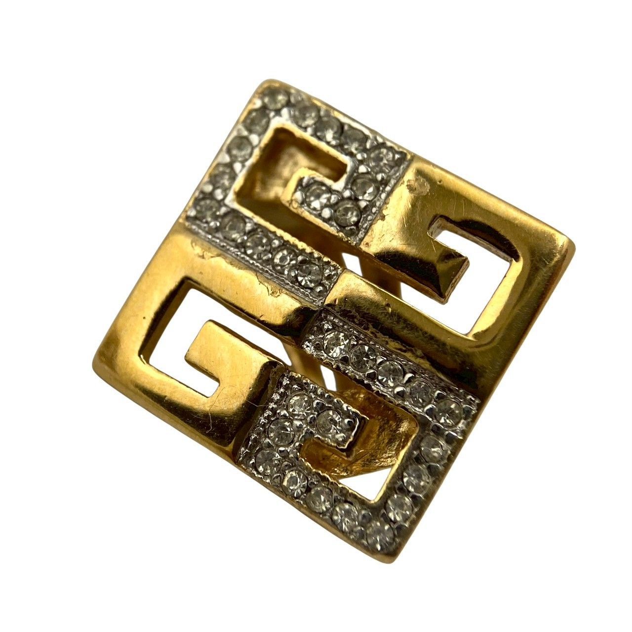 GIVENCHY】Gロゴ イヤリング ラインストーン ゴールド/金カラー