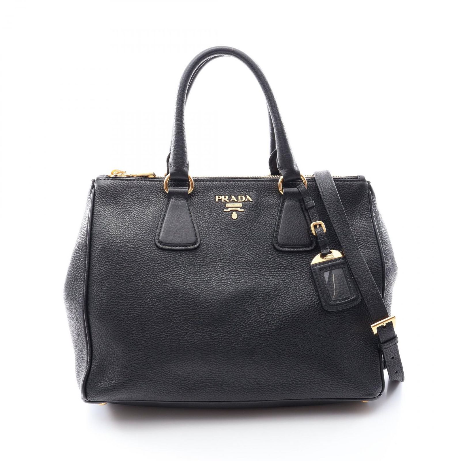プラダ PRADA ハンドバッグ VIT.DAINO 2WAY ブラック レザー ヴィッテロダイノ 2way トートバッグ レディース Used A