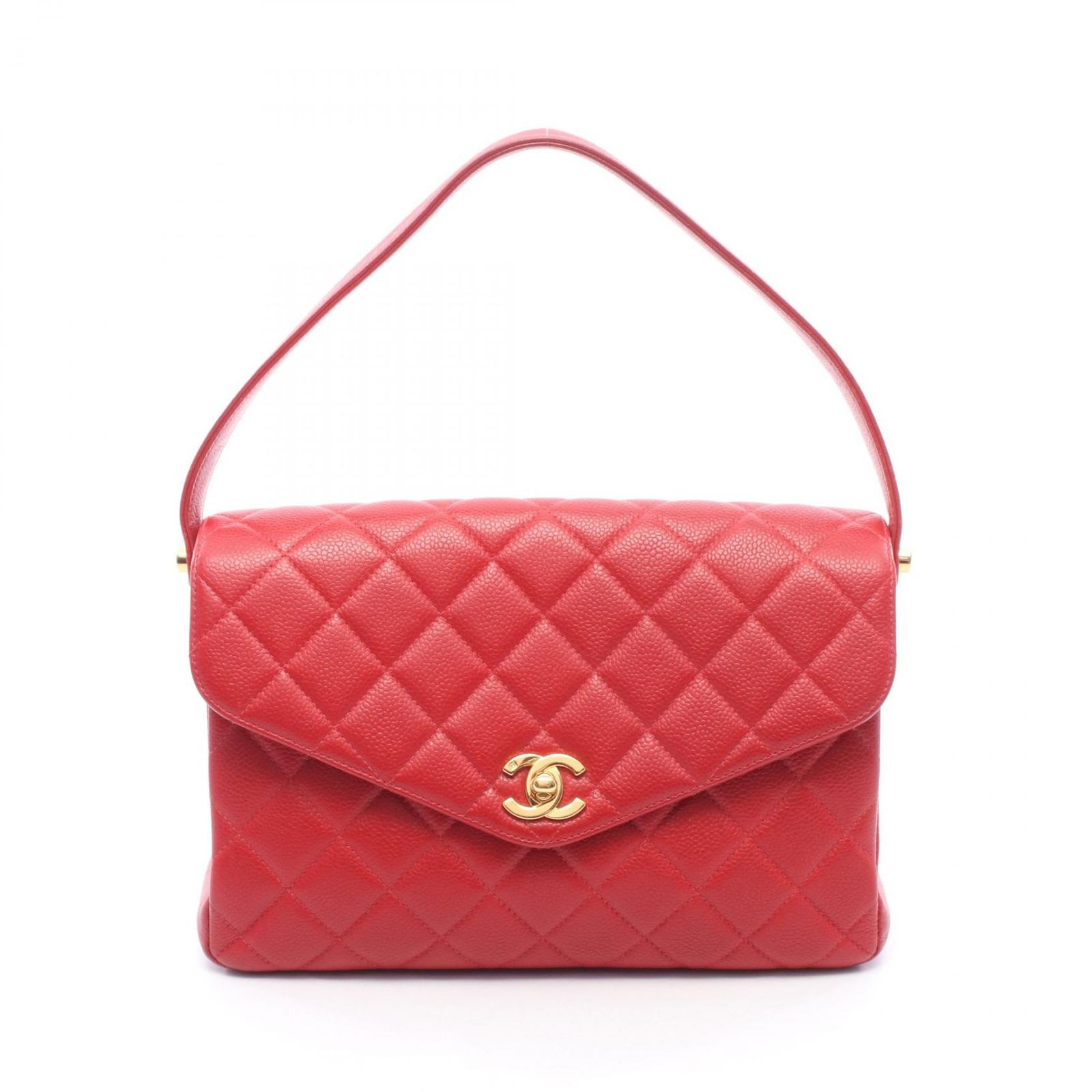 シャネル CHANEL ハンドバッグ マトラッセ レッド キャビアスキン(グレインドカーフ) マトラッセ ハンドバッグ レディース Used A