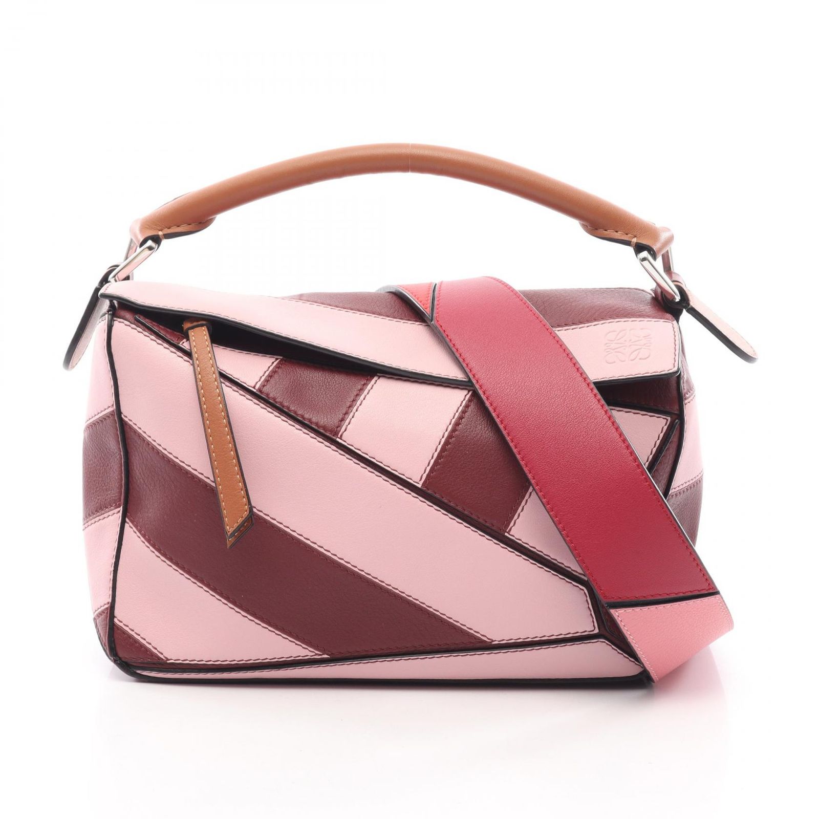 ロエベ LOEWE ハンドバッグ PUZZLE BAG SMALL パズルバッグ スモール 2WAY ピンク/バーガンディ/ブラウン レザー パズルバッグ スモール レディース Used A