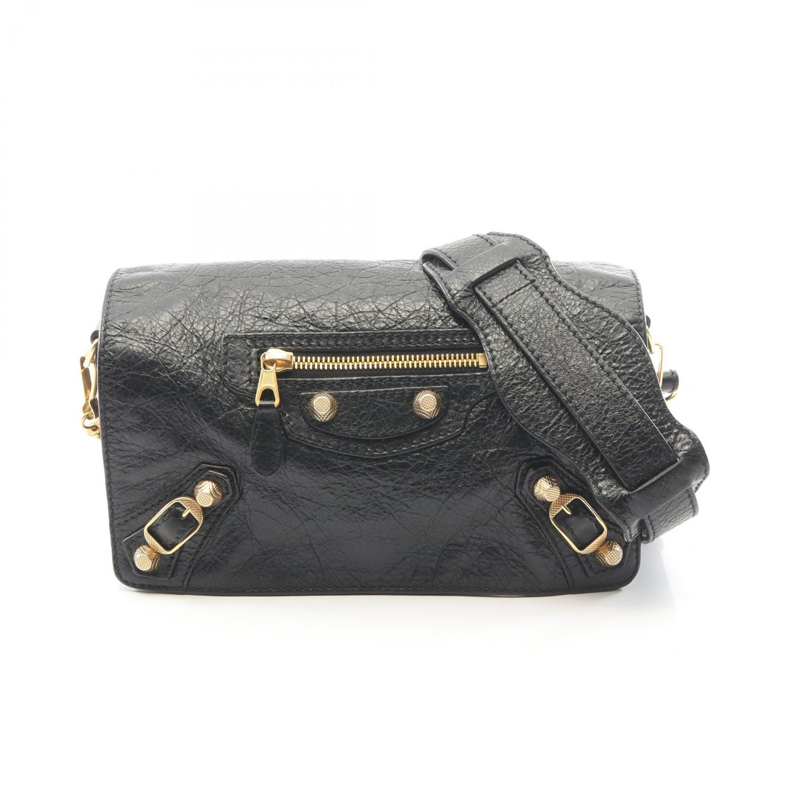 バレンシアガ BALENCIAGA ショルダーバッグ ジャイアント ツールキット ブラック レザー ジャイアントヒップ ショルダーバッグ レディース Used A