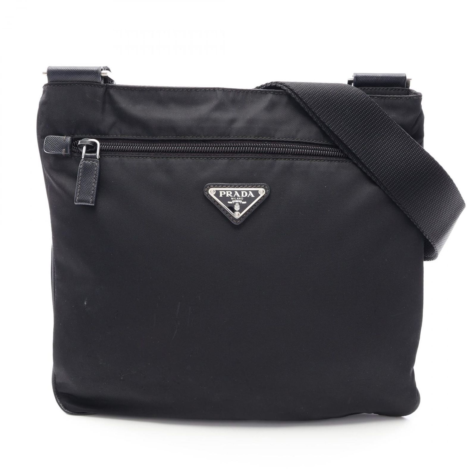 プラダ PRADA ショルダーバッグ 三角プレート ブラック ナイロン