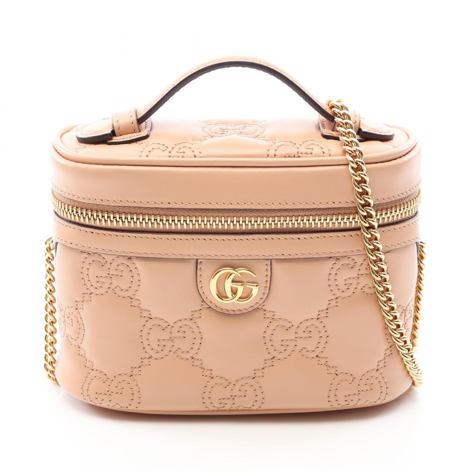 グッチ GUCCI ハンドバッグ GGマトラッセ 2WAY 723770 ピンクベージュ レザー GGマトラッセ ミニ トップハンドルバッグ レディース Used A