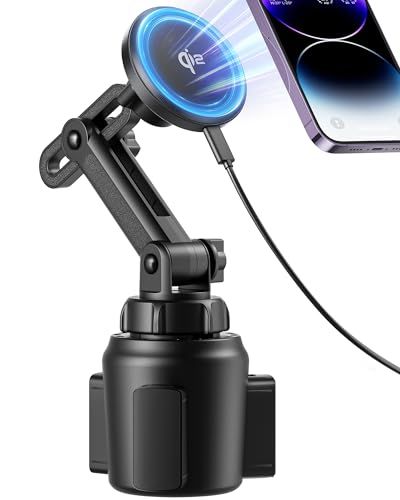 enGMOLPHY Qi2対応 マグセーフ車載ワイヤレス充電器 ドリンクホルダー型 | Qi2認証で最大15W急速充電。強力N55磁石で悪路でもスマホを固定。伸縮アームと360度回転で画面が見やすい。iPhone12～17のMagSafeに対 e6f37785