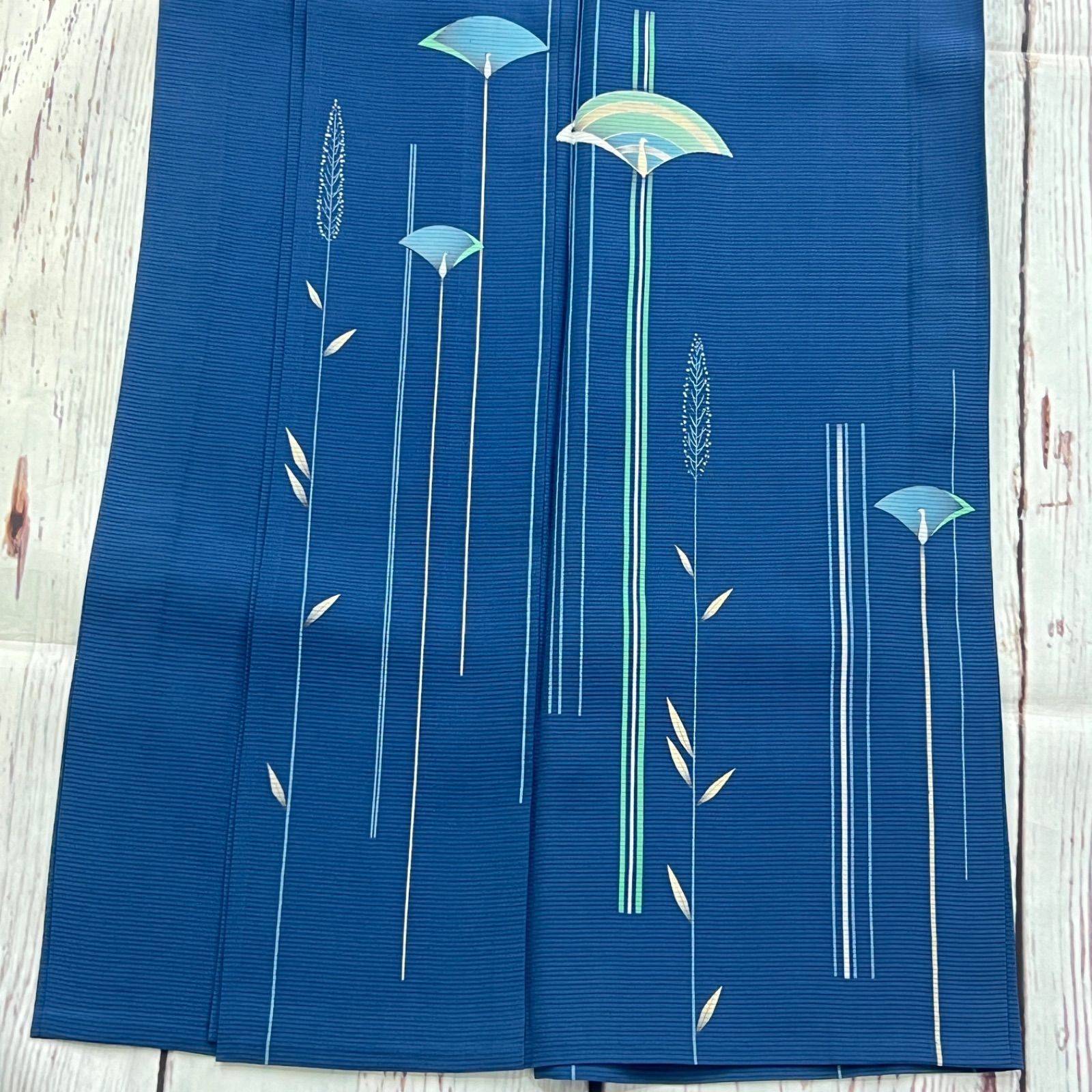 夏着物 正絹 絽 附下 付け下げ 藍色 ブルー 身丈160.5cm 裄65cm 美品