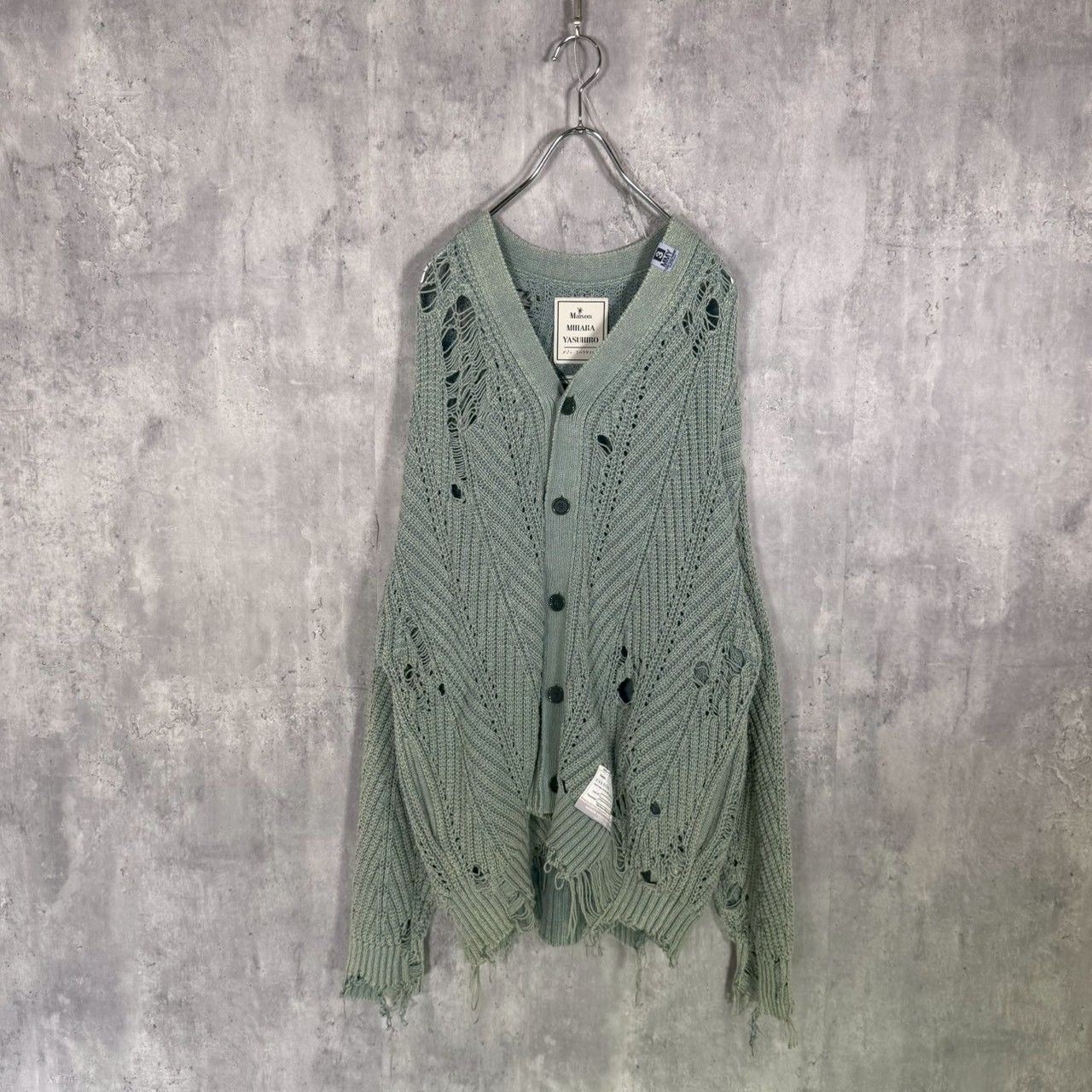 ミハラヤスヒロ　カーディガン　サイズ46 MIHARA YASUHIRO』ミハラヤスヒロ（46）Bleached Knit Cardigan
