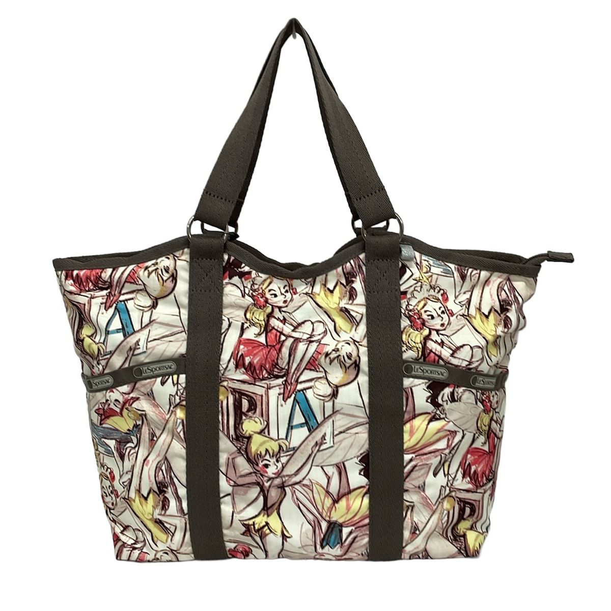 LESPORTSAC(レスポートサック) ハンドバッグ美品 - アイボリー×ダークブラウン×マルチ Disney/ティンカーベル